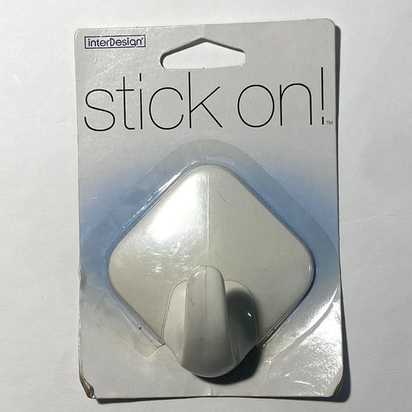 InterDesign STICK ON! 16001 Sa diamond Hook White Self- Adhesive Plastic Utility - Picture 1 of 8